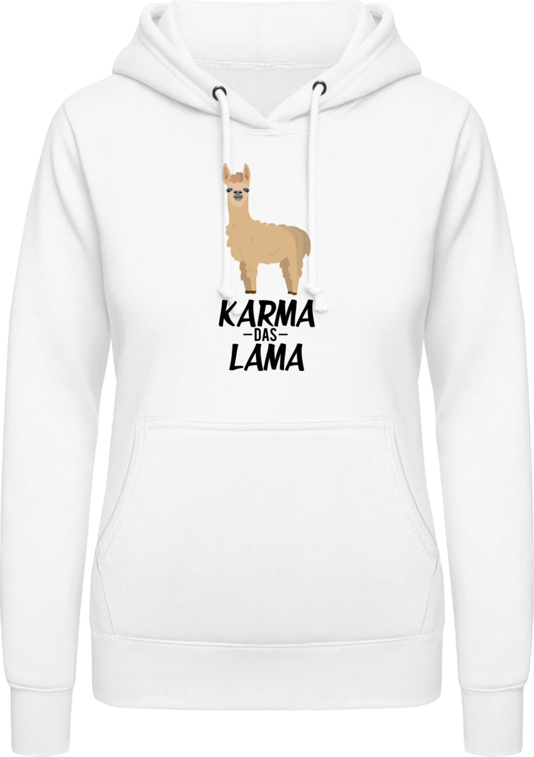 Karma das Lama - Arctic white AWDis ladies hoodie - Front