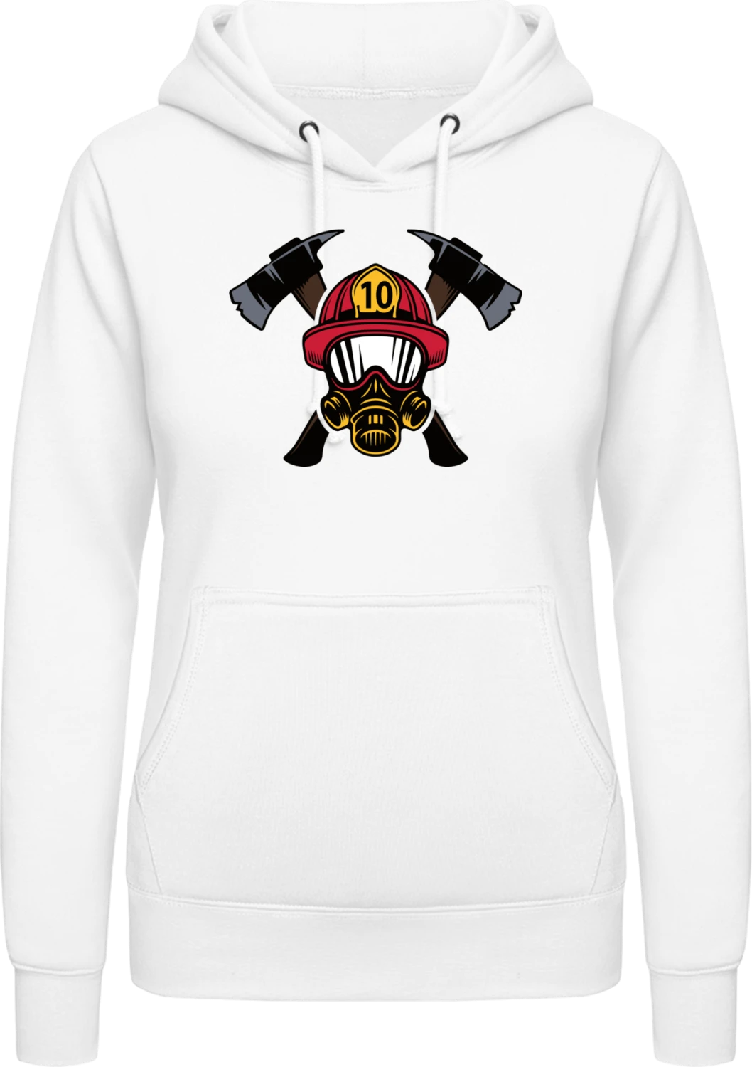 Firefighter Helmet With Crossed Axes - Arctic white AWDis ladies hoodie - Front