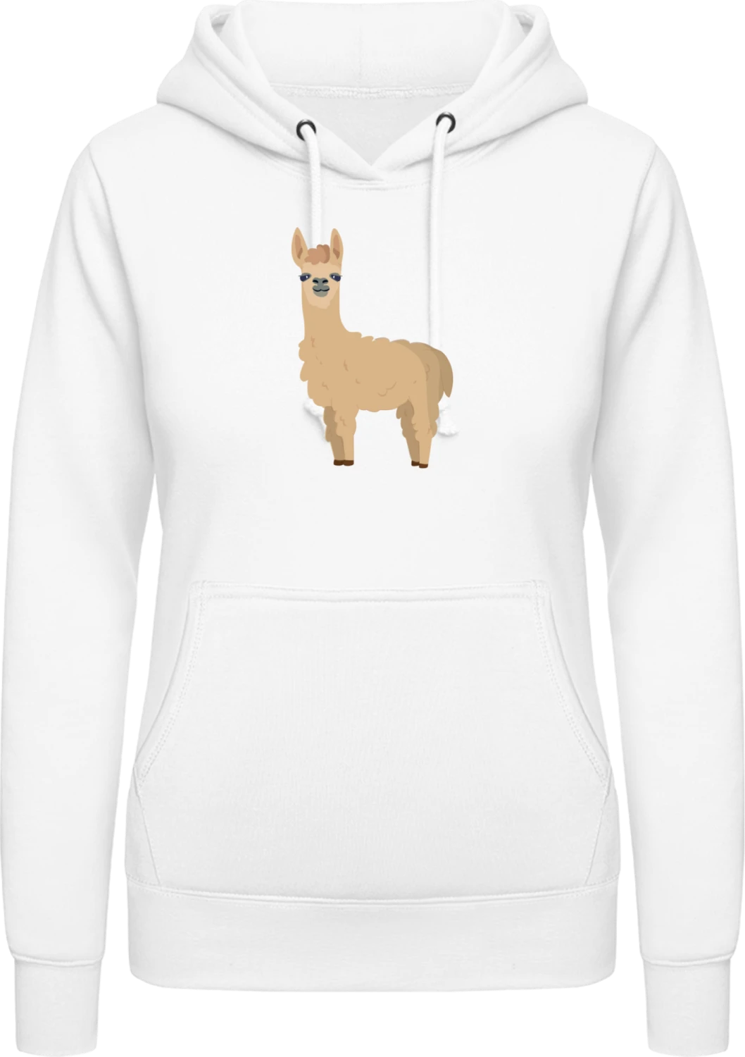 Funny Llama  - Arctic white AWDis ladies hoodie - Front