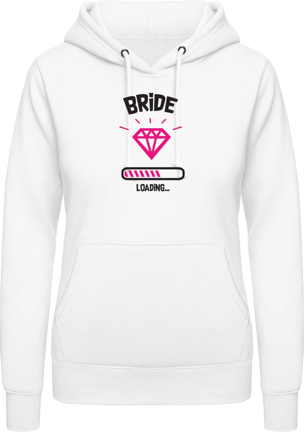 Bride Loading Diamond - Arctic white AWDis ladies hoodie - Front