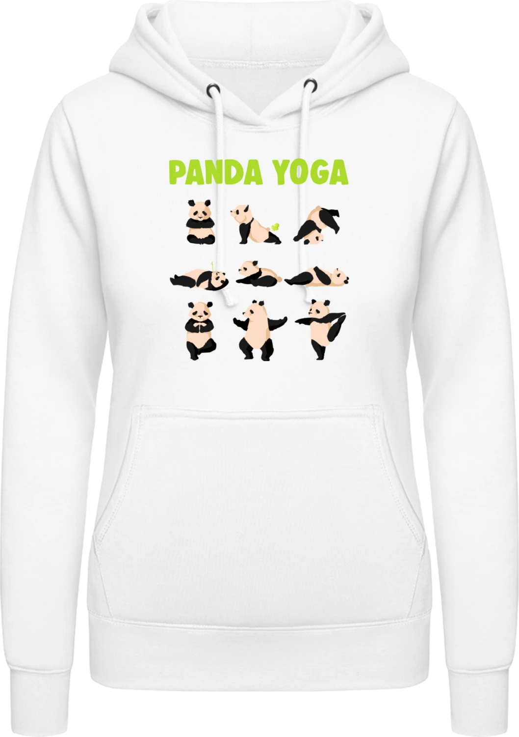 Panda Yoga - Arctic white AWDis ladies hoodie - Front