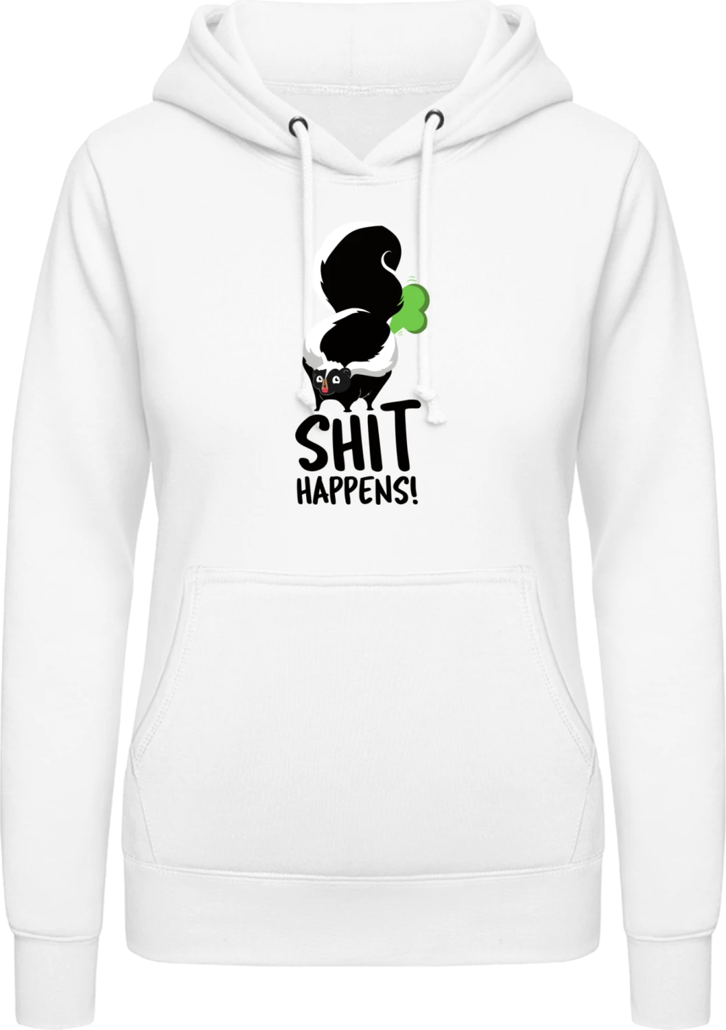 Shit Happens!  - Arctic white AWDis ladies hoodie - Front