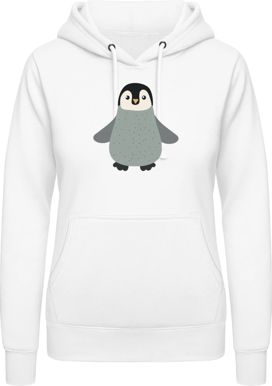 Cute Little Penguin - Arctic white AWDis ladies hoodie - Front