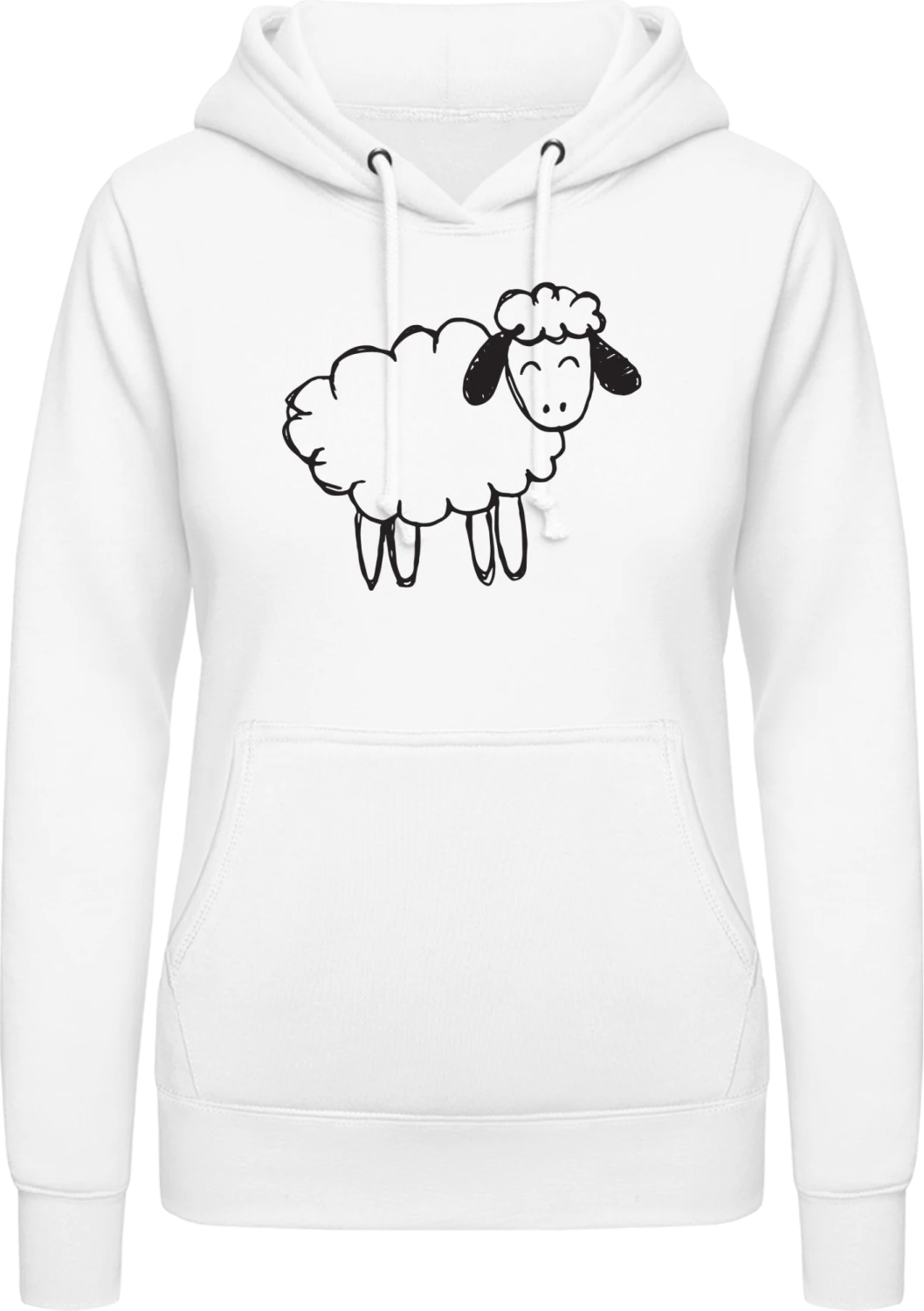 Happy Sheep Sketch - Arctic white AWDis ladies hoodie - Front