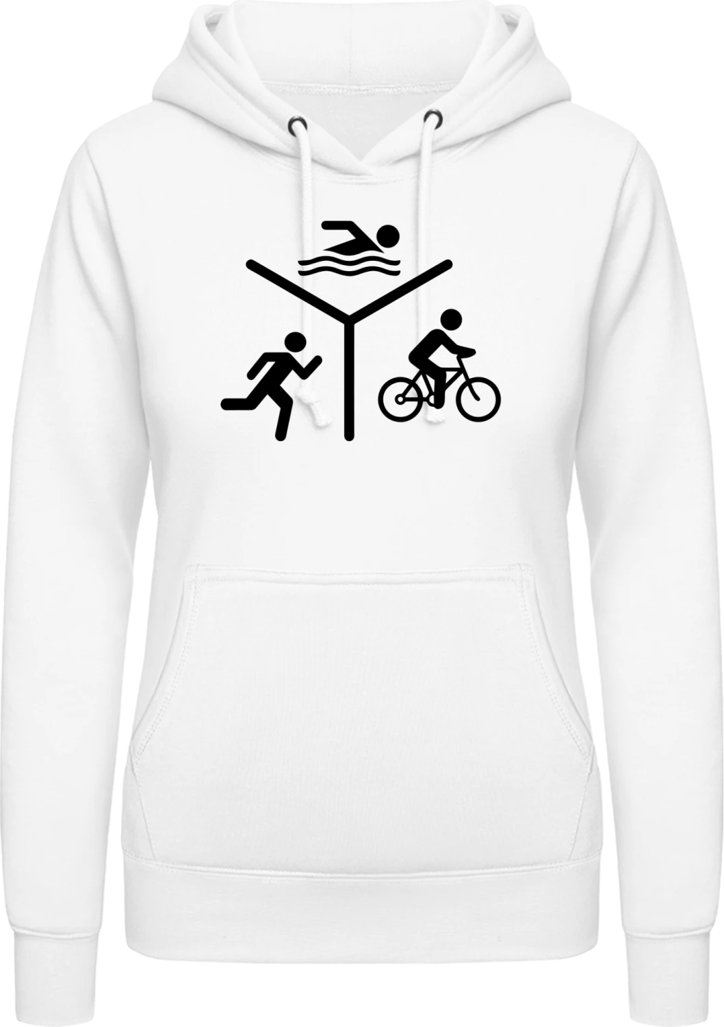 Triathlon Silhouette Logo - Arctic white AWDis ladies hoodie - Front