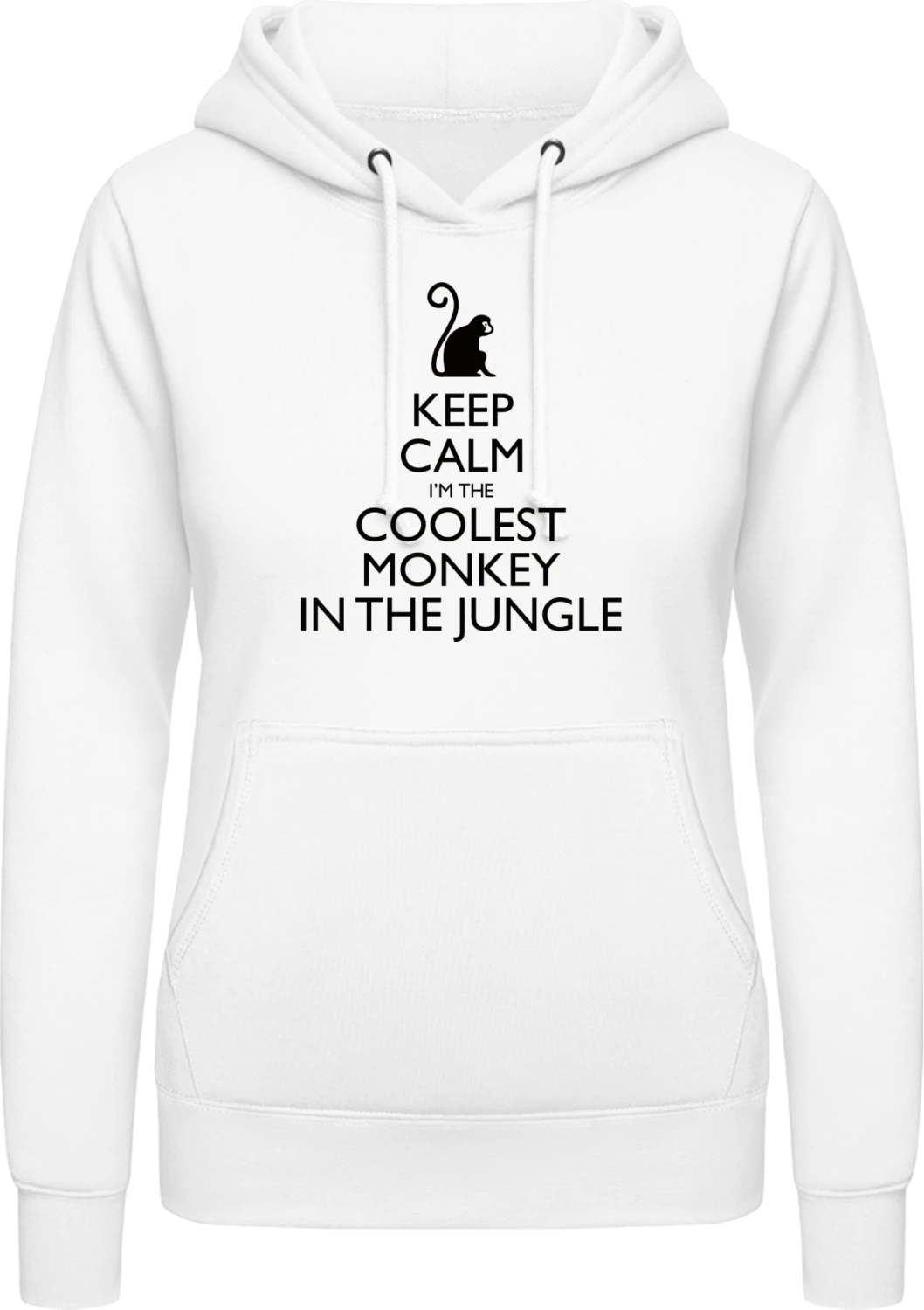 Keep Calm Monkey - Arctic white AWDis ladies hoodie - Front