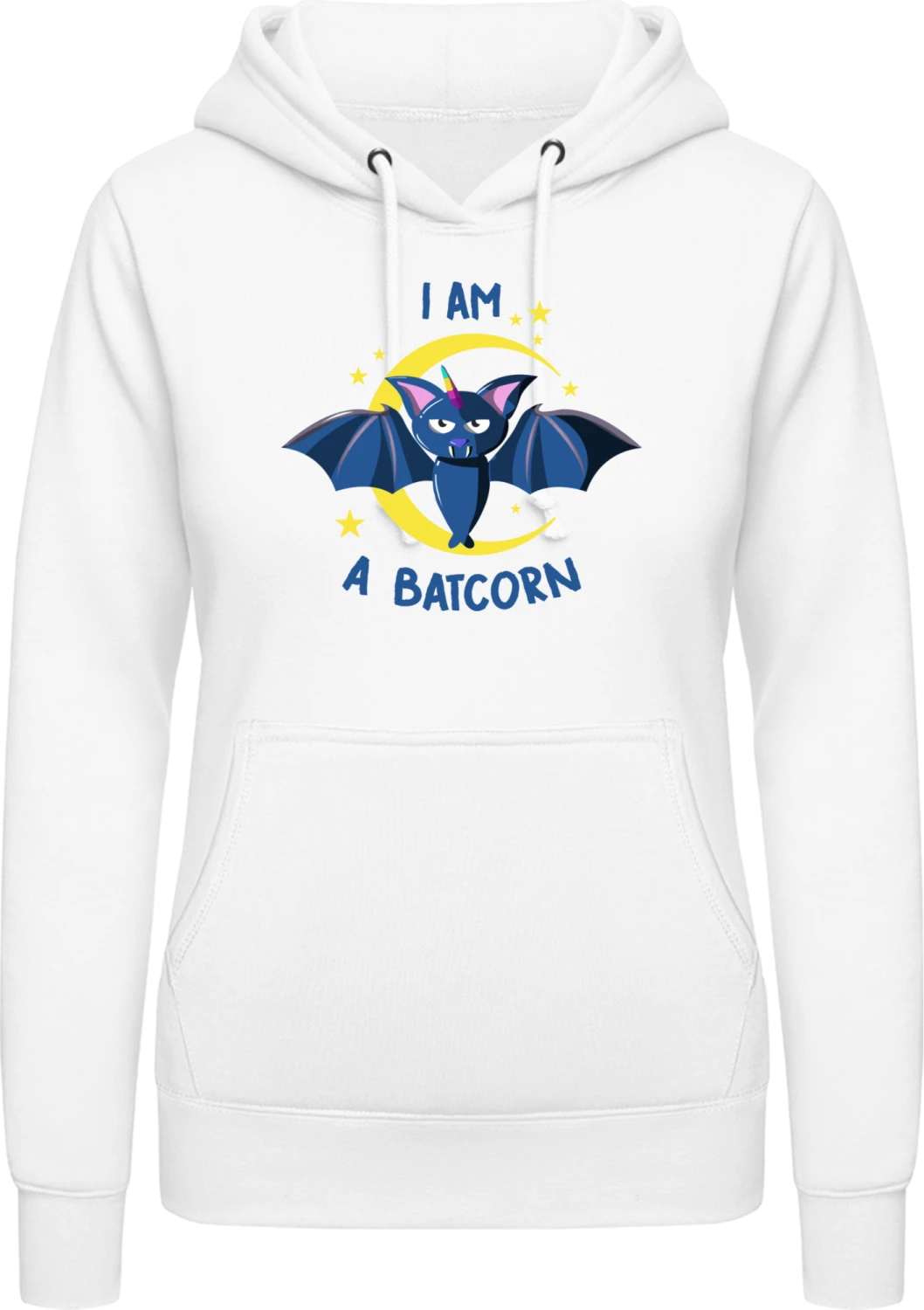 I Am A Batcorn  - Arctic white AWDis ladies hoodie - Front