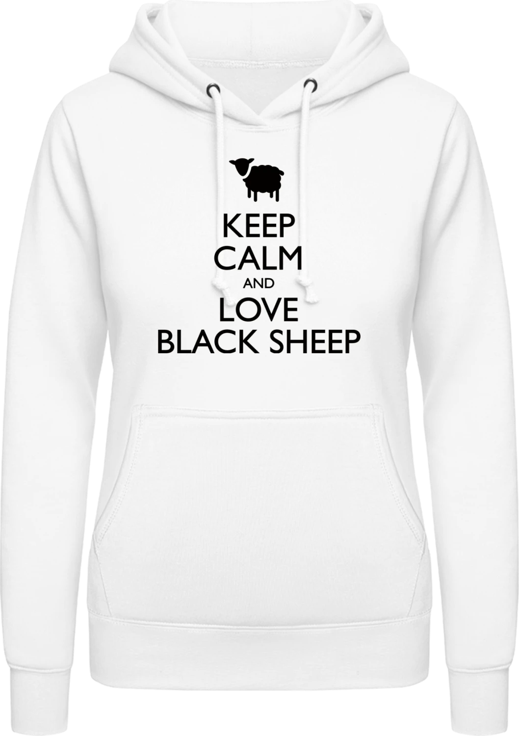 Love The Black Sheep - Arctic white AWDis ladies hoodie - Front