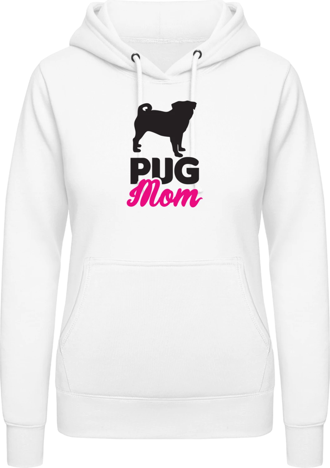 Pug Mom - Arctic white AWDis ladies hoodie - Front