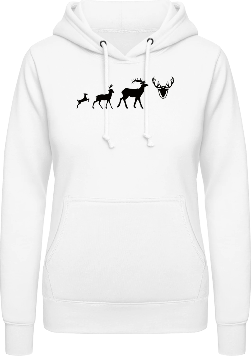 Evolution Of Deer To Antlers - Arctic white AWDis ladies hoodie - Front