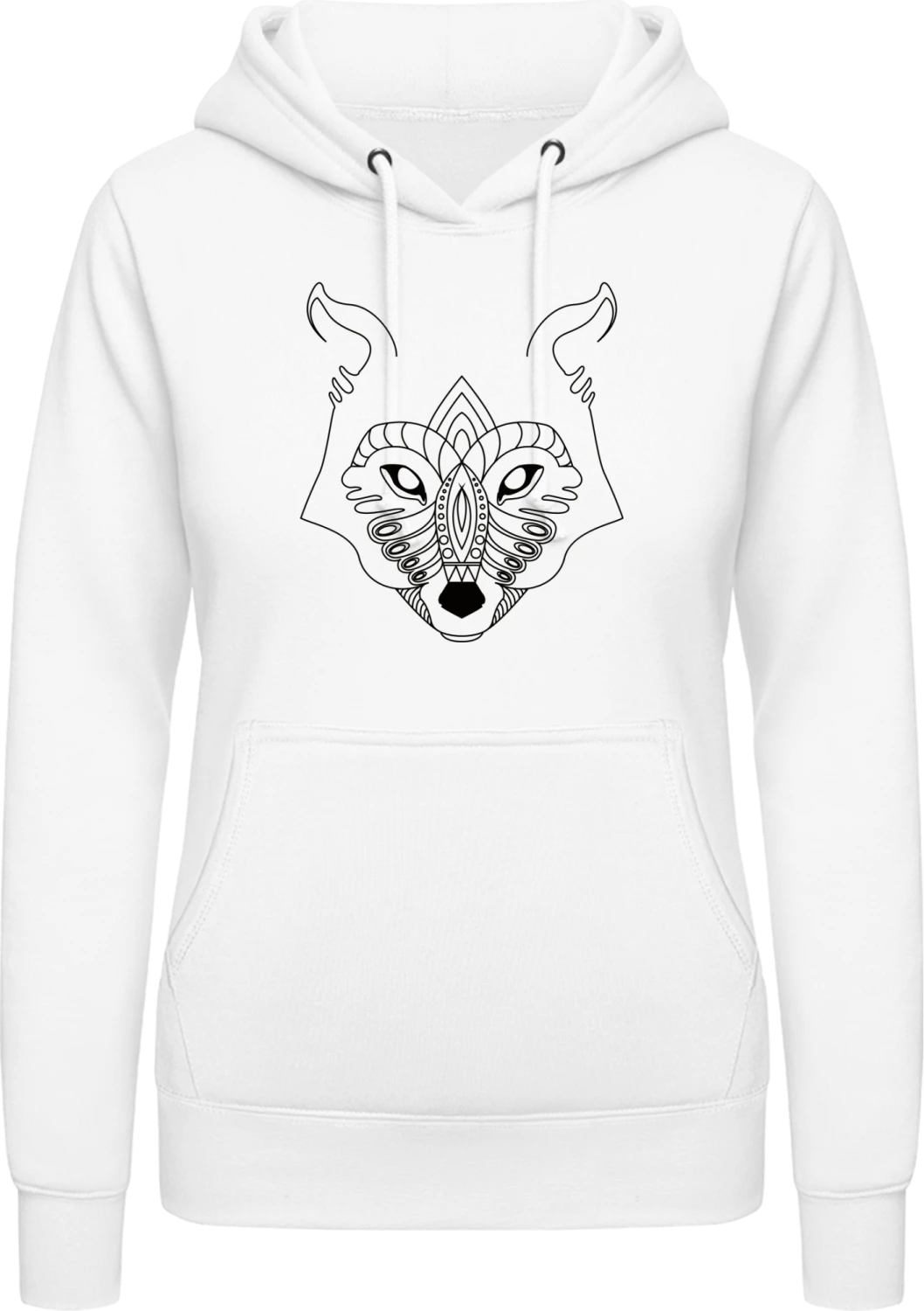 Mandala Fox Head - Arctic white AWDis ladies hoodie - Front