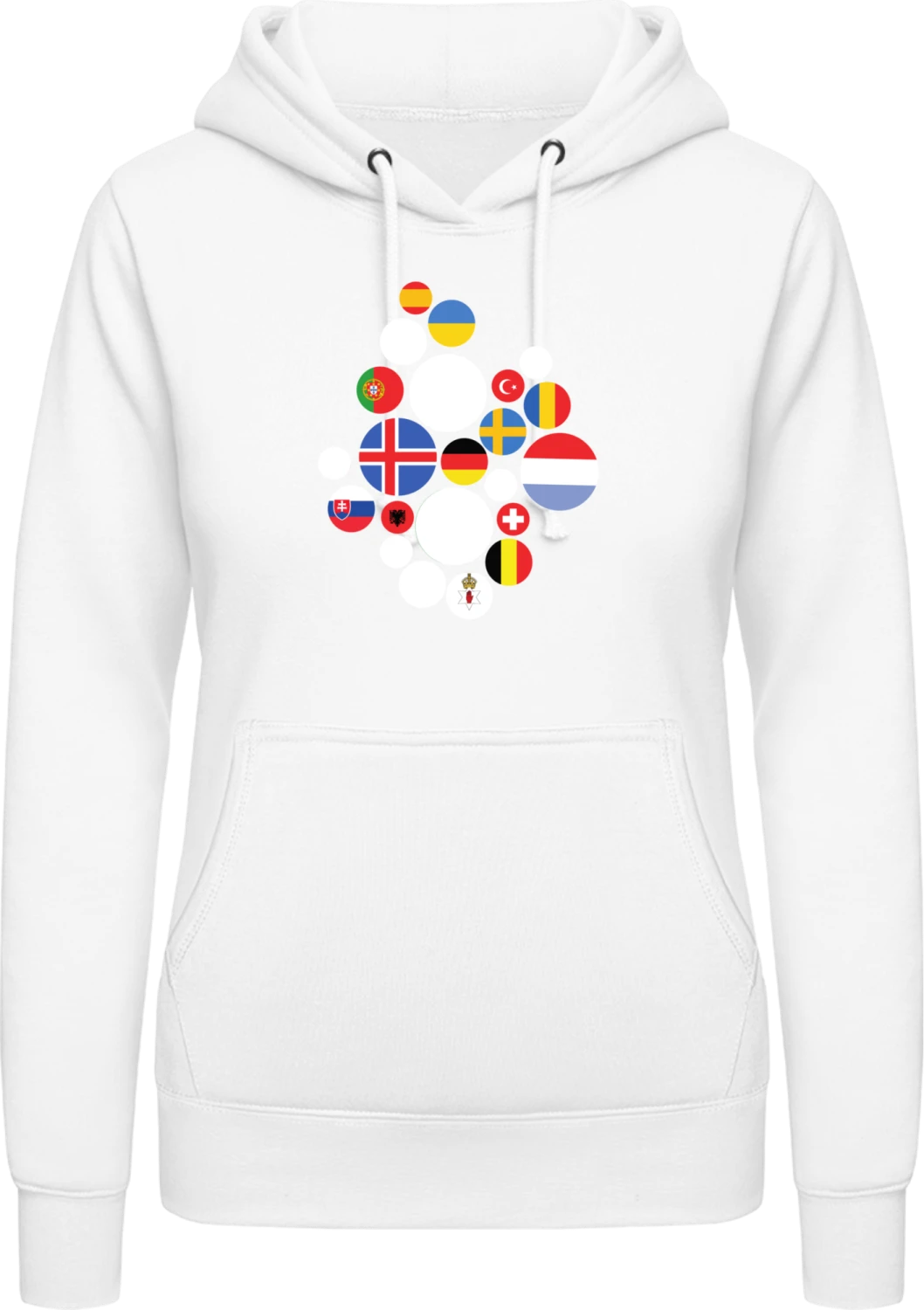 European Flags - Arctic white AWDis ladies hoodie - Front