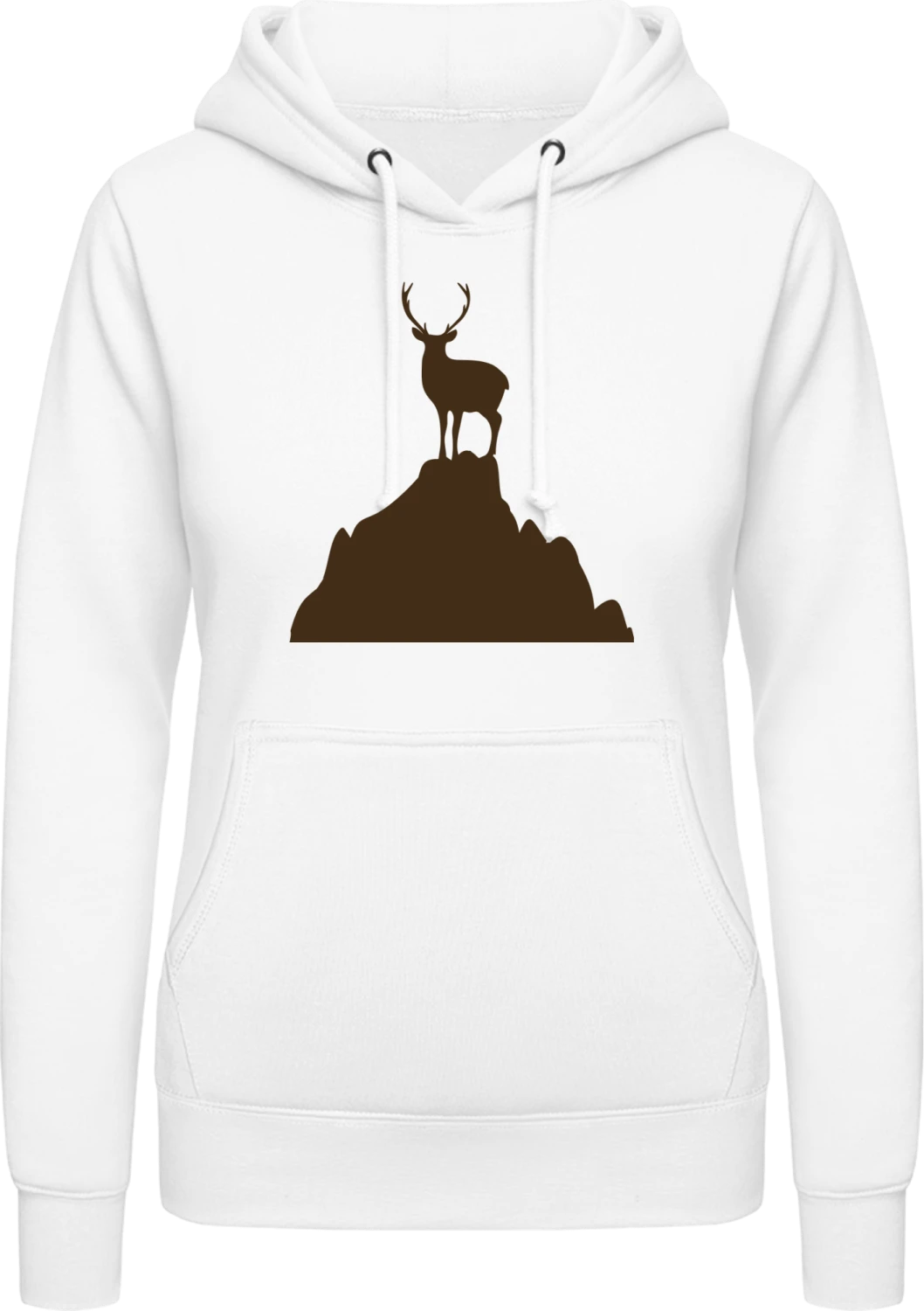 Deer On A Mountain - Arctic white AWDis ladies hoodie - Front