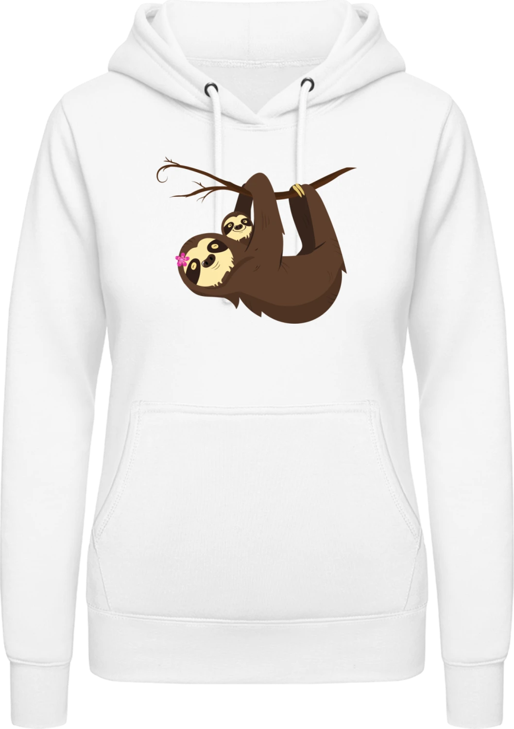 Mama Sloth With Baby - Arctic white AWDis ladies hoodie - Front