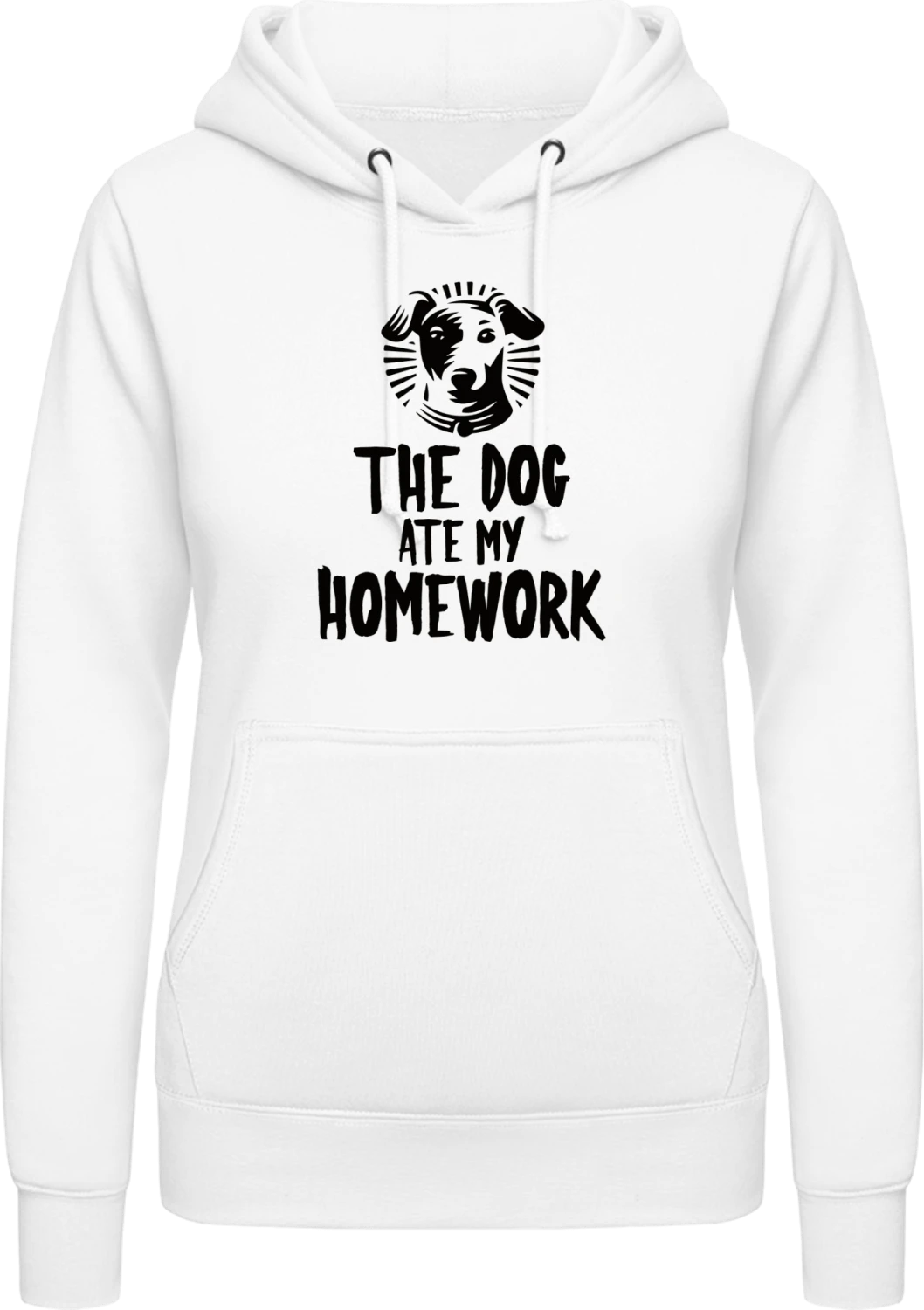 The Dog Ate My Homework - Arctic white AWDis ladies hoodie - Front