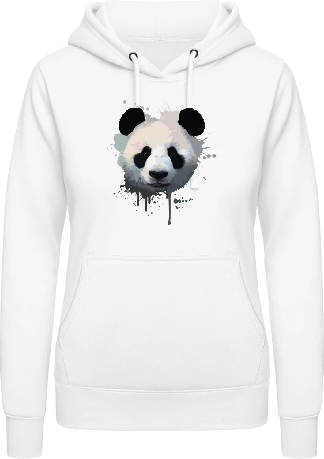 Panda Face Watercolor - Arctic white AWDis ladies hoodie - Front