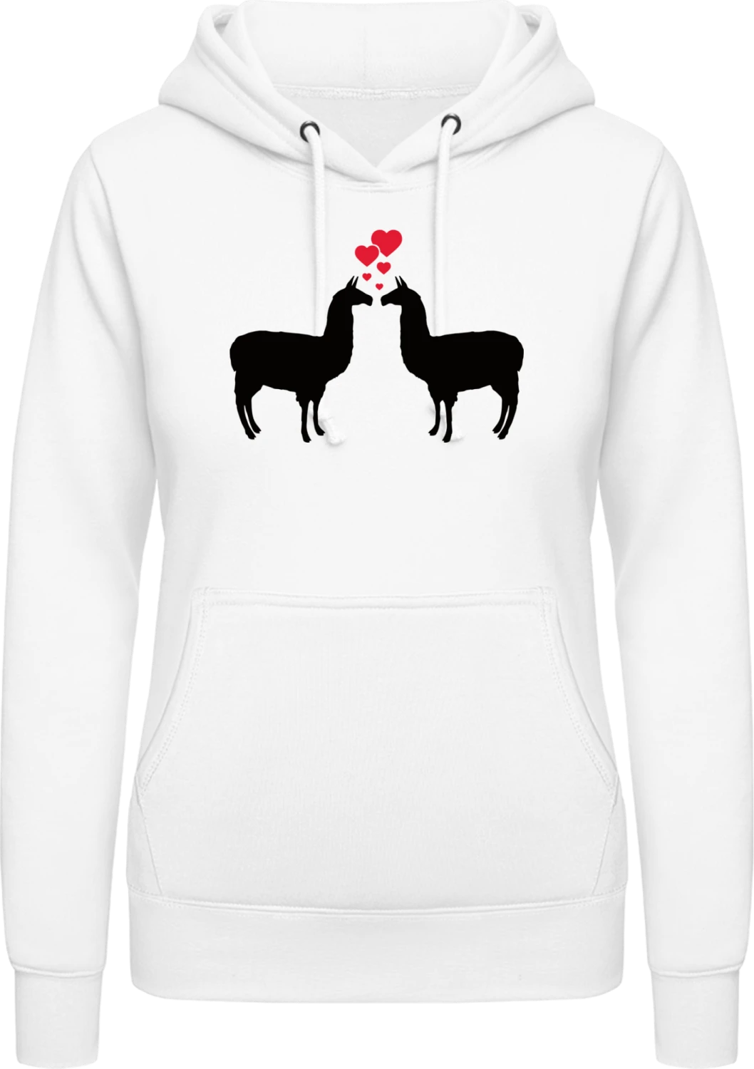 Llamas in Love - Arctic white AWDis ladies hoodie - Front