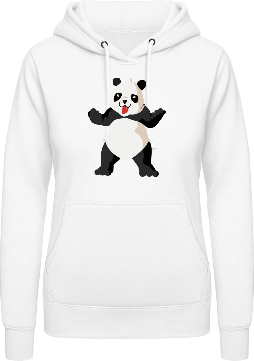 Laughing Panda - Arctic white AWDis ladies hoodie - Front