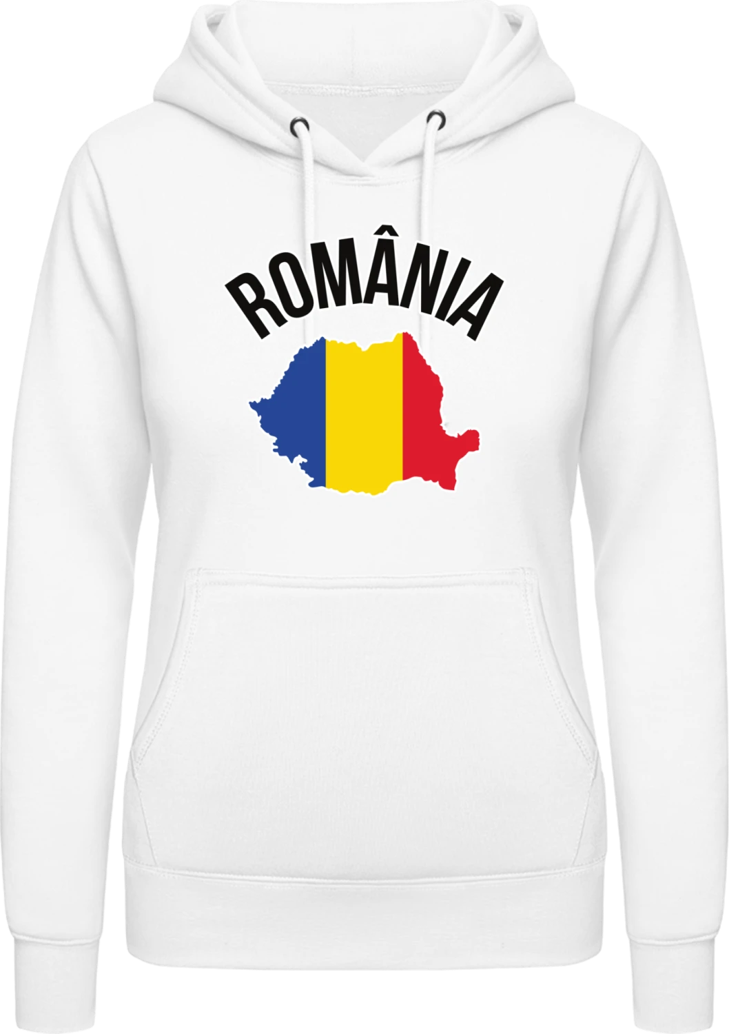 Romania - Arctic white AWDis ladies hoodie - Front