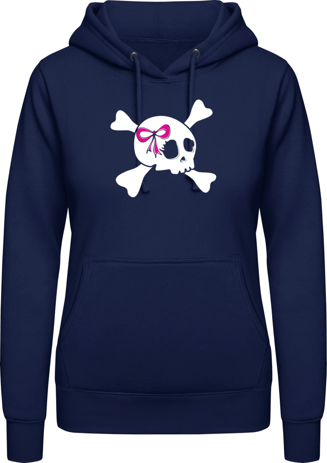 Girl Skull - Oxford navy AWDis ladies hoodie - Front