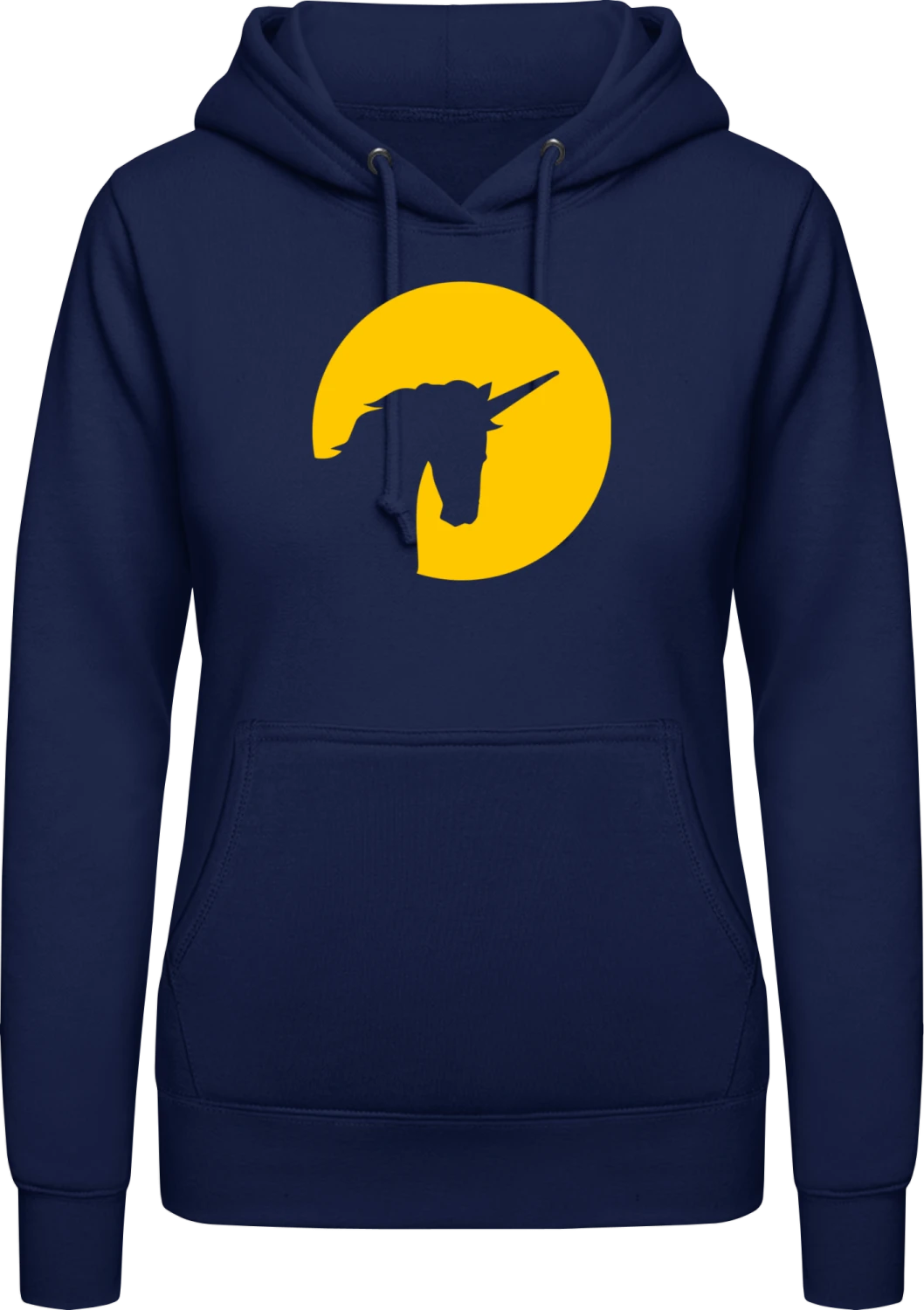 Unicorn In Moonlight - Oxford navy AWDis ladies hoodie - Front