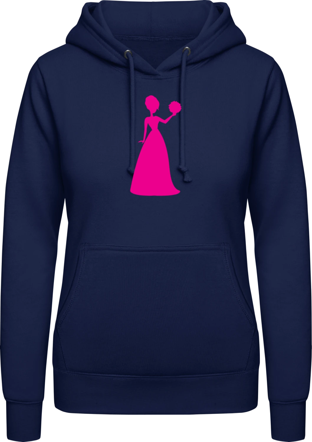 Bride Silhouette - Oxford navy AWDis ladies hoodie - Front