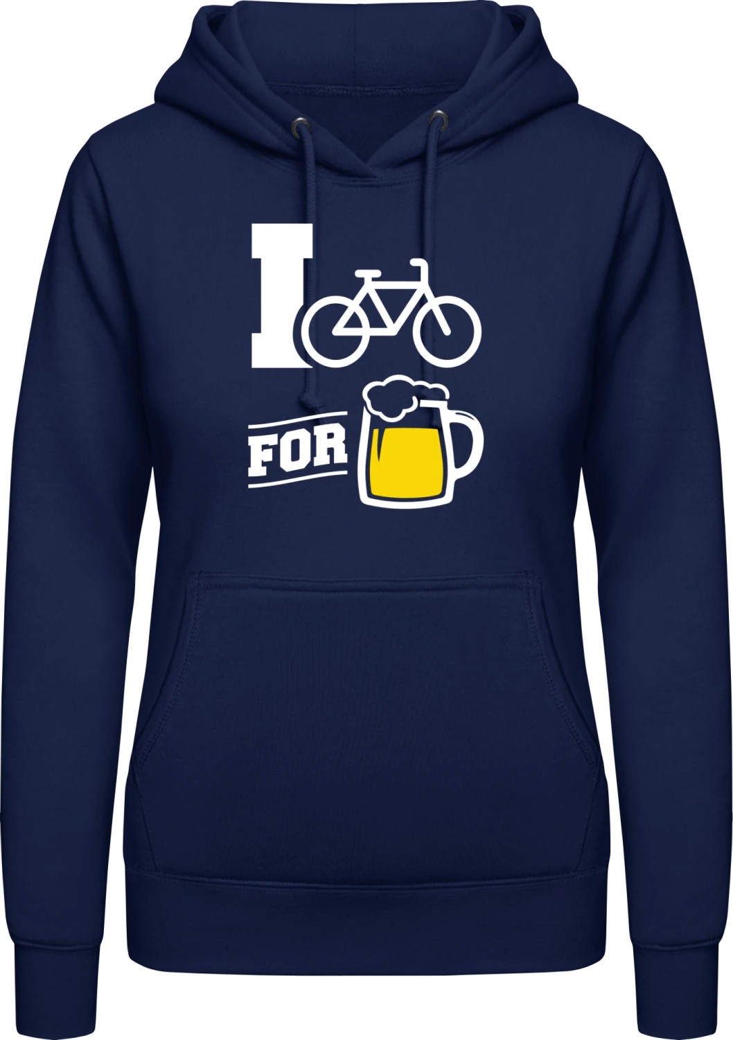 I Ride For Beer - Oxford navy AWDis ladies hoodie - Front