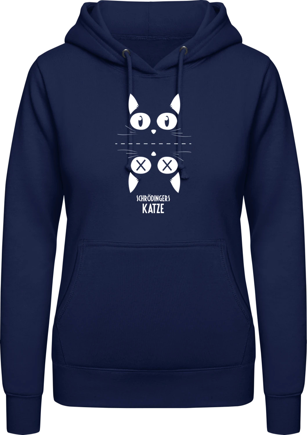 Schrödingers Katze - Oxford navy AWDis ladies hoodie - Front