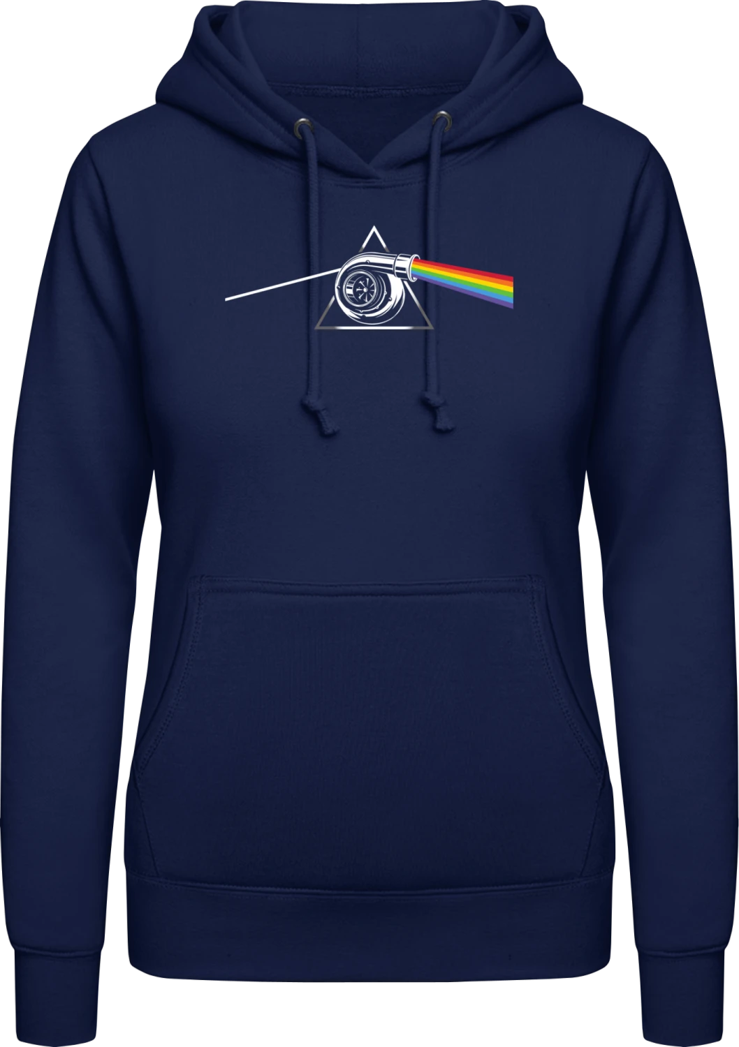 Rainbow Turbocharger - Oxford navy AWDis ladies hoodie - Front