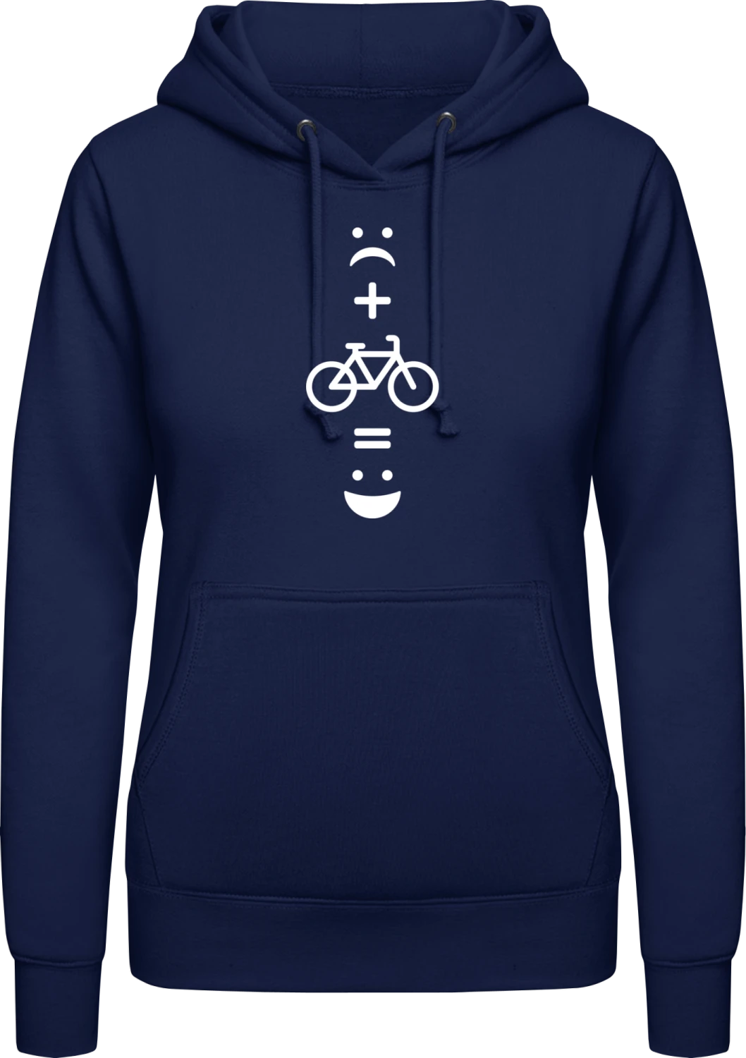 Cycling = Happiness - Oxford navy AWDis ladies hoodie - Front