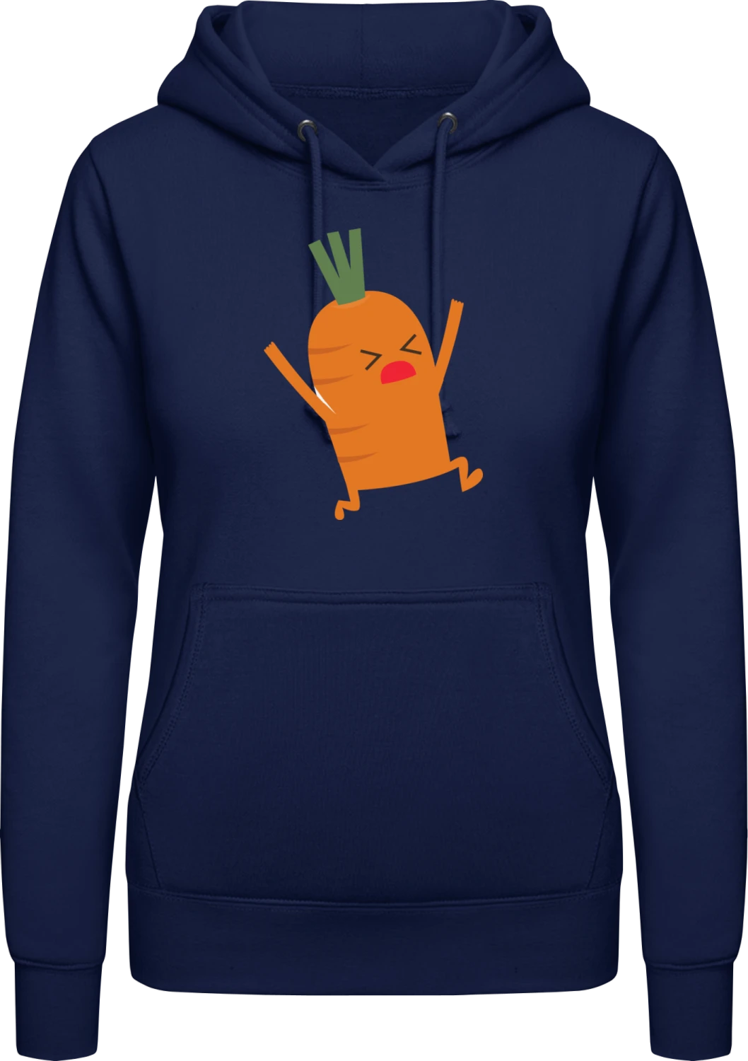 Screaming Carrot - Oxford navy AWDis ladies hoodie - Front