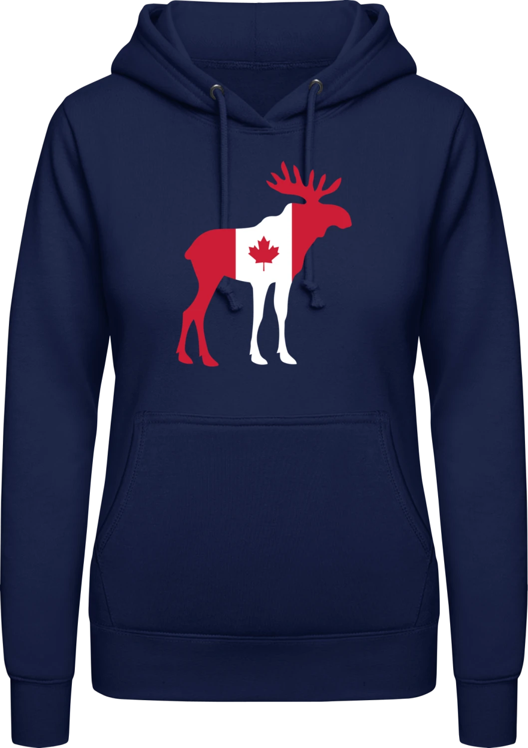 Canada Mood Elk - Oxford navy AWDis ladies hoodie - Front