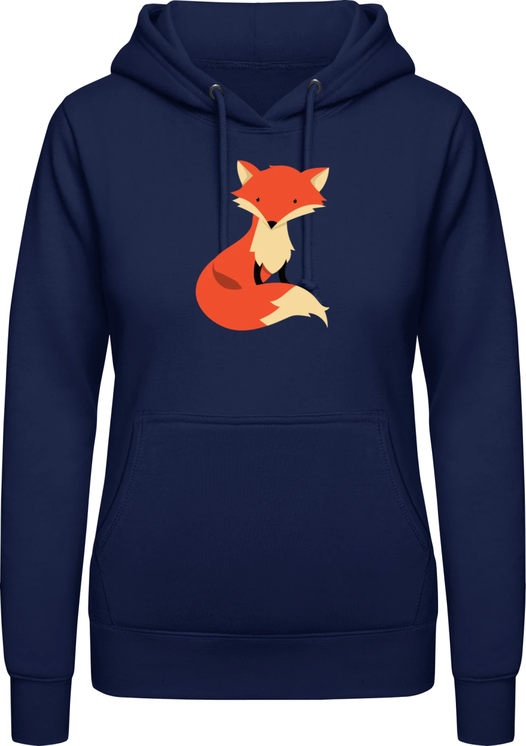 Little Fox Illustration  - Oxford navy AWDis ladies hoodie - Front