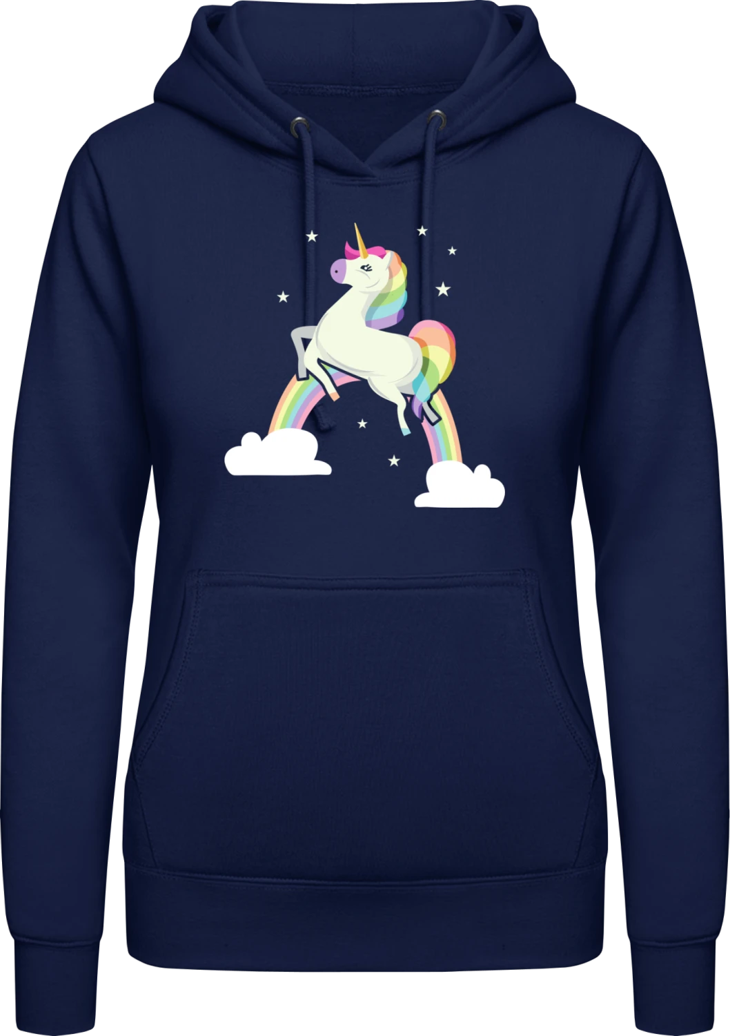 Unicorn Fantasy - Oxford navy AWDis ladies hoodie - Front