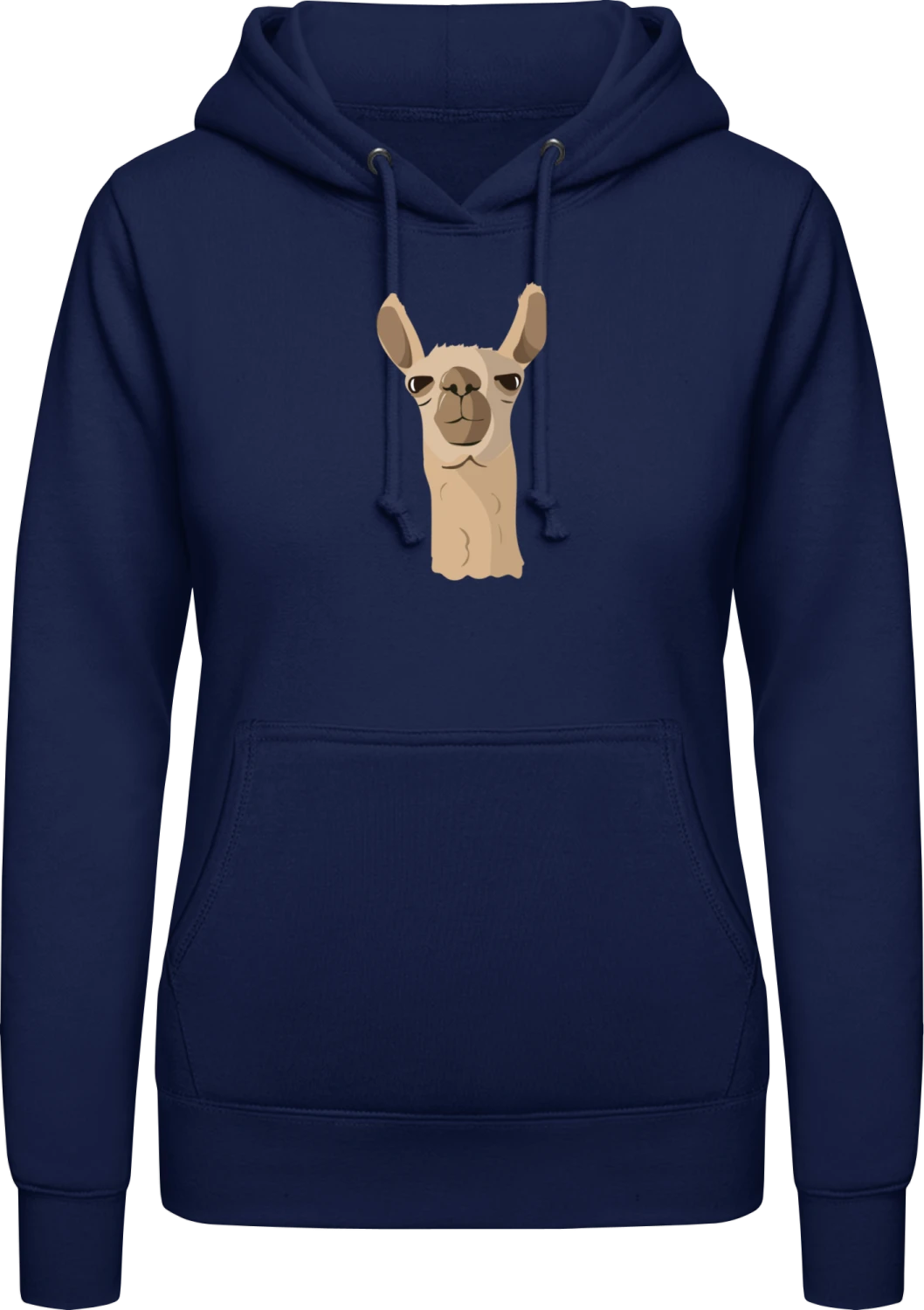 Llama Funny Head - Oxford navy AWDis ladies hoodie - Front