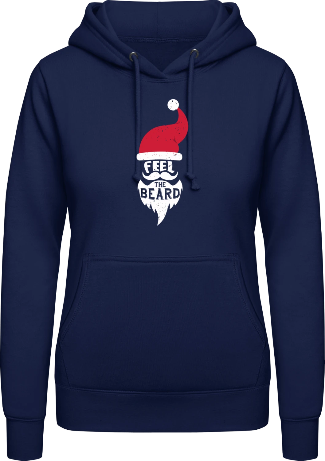 Feel The Beard - Oxford navy AWDis ladies hoodie - Front