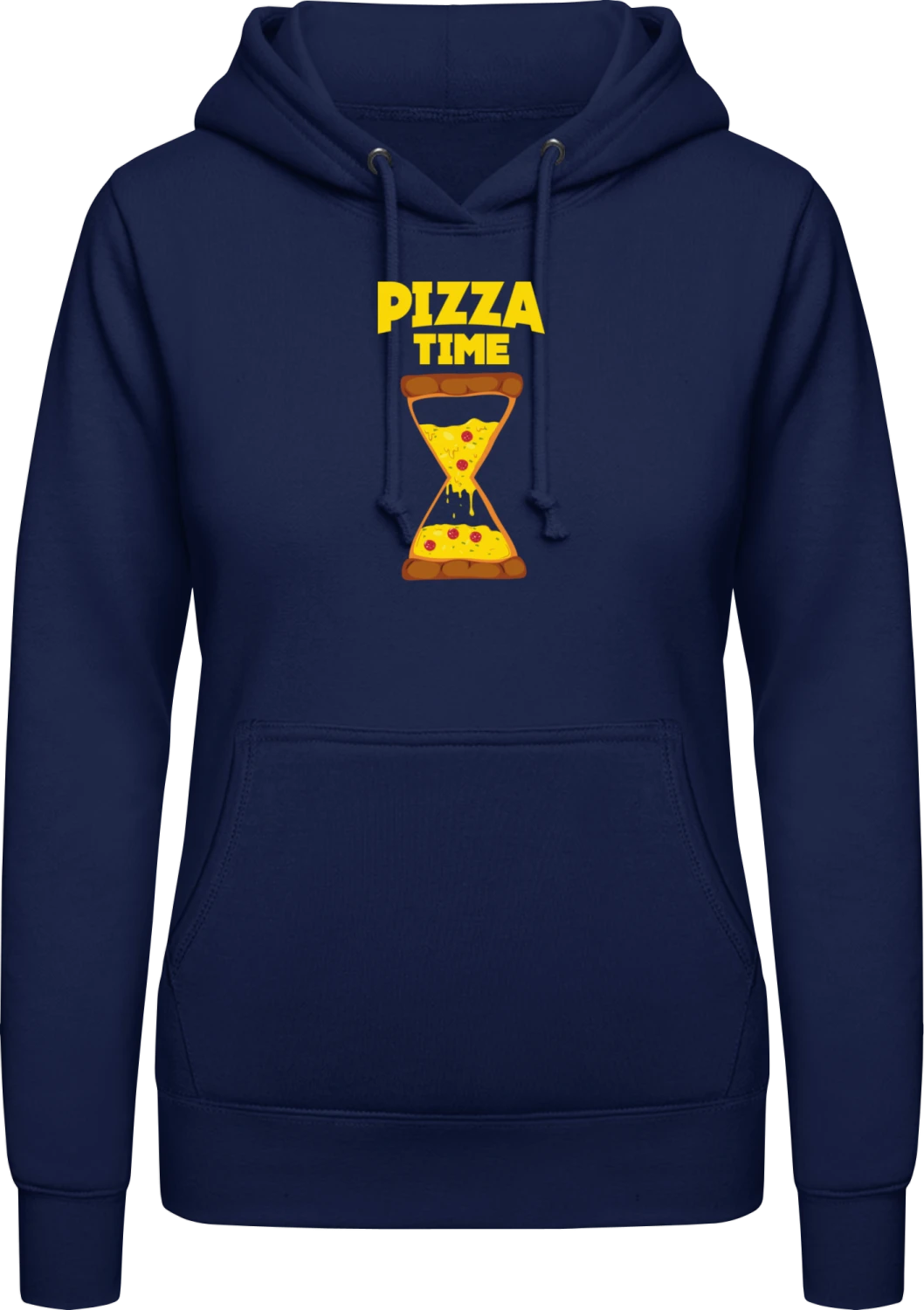 Pizza Time - Oxford navy AWDis ladies hoodie - Front