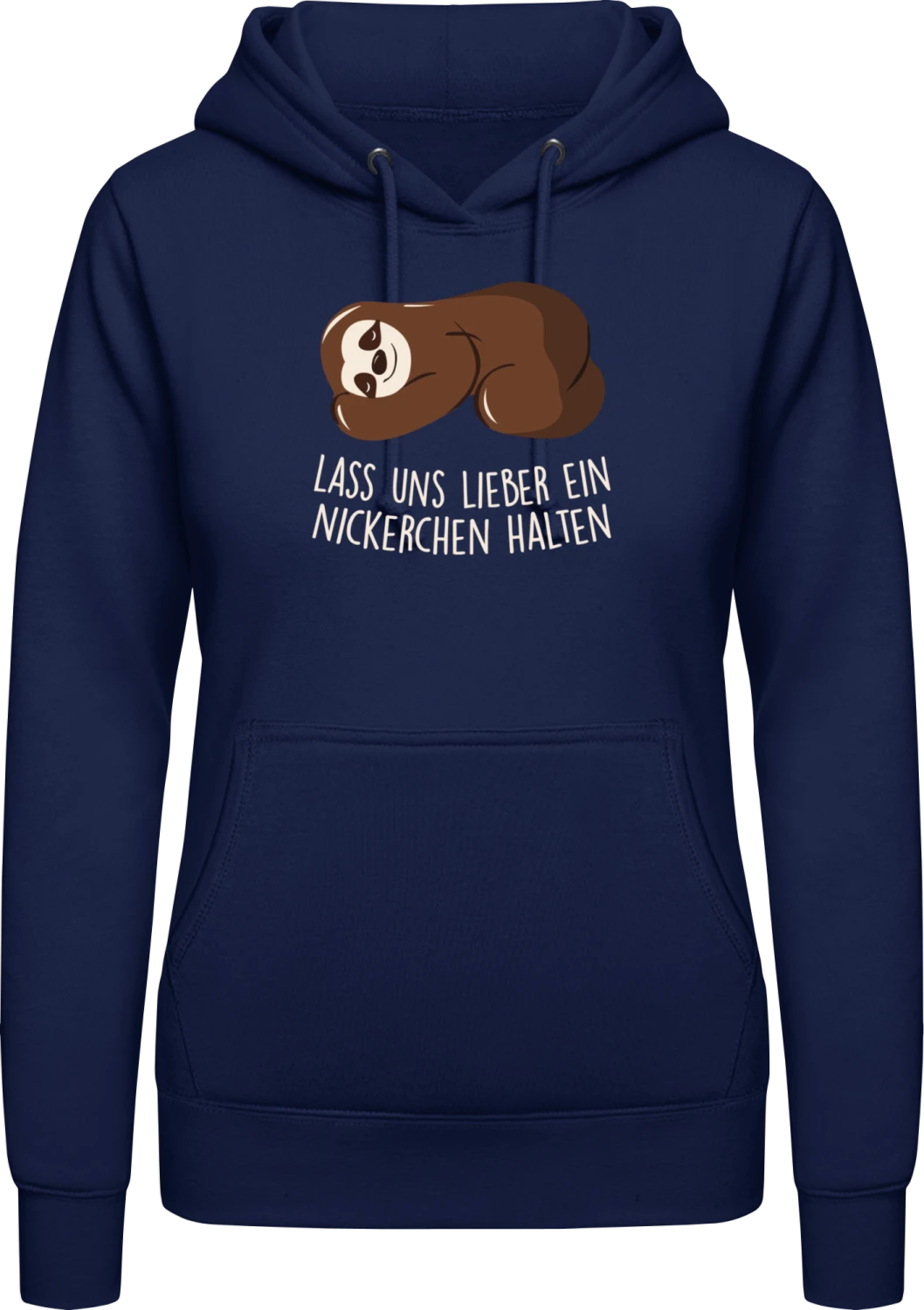 Lass uns lieber ein Nickerchen machen - Oxford navy AWDis ladies hoodie - Front