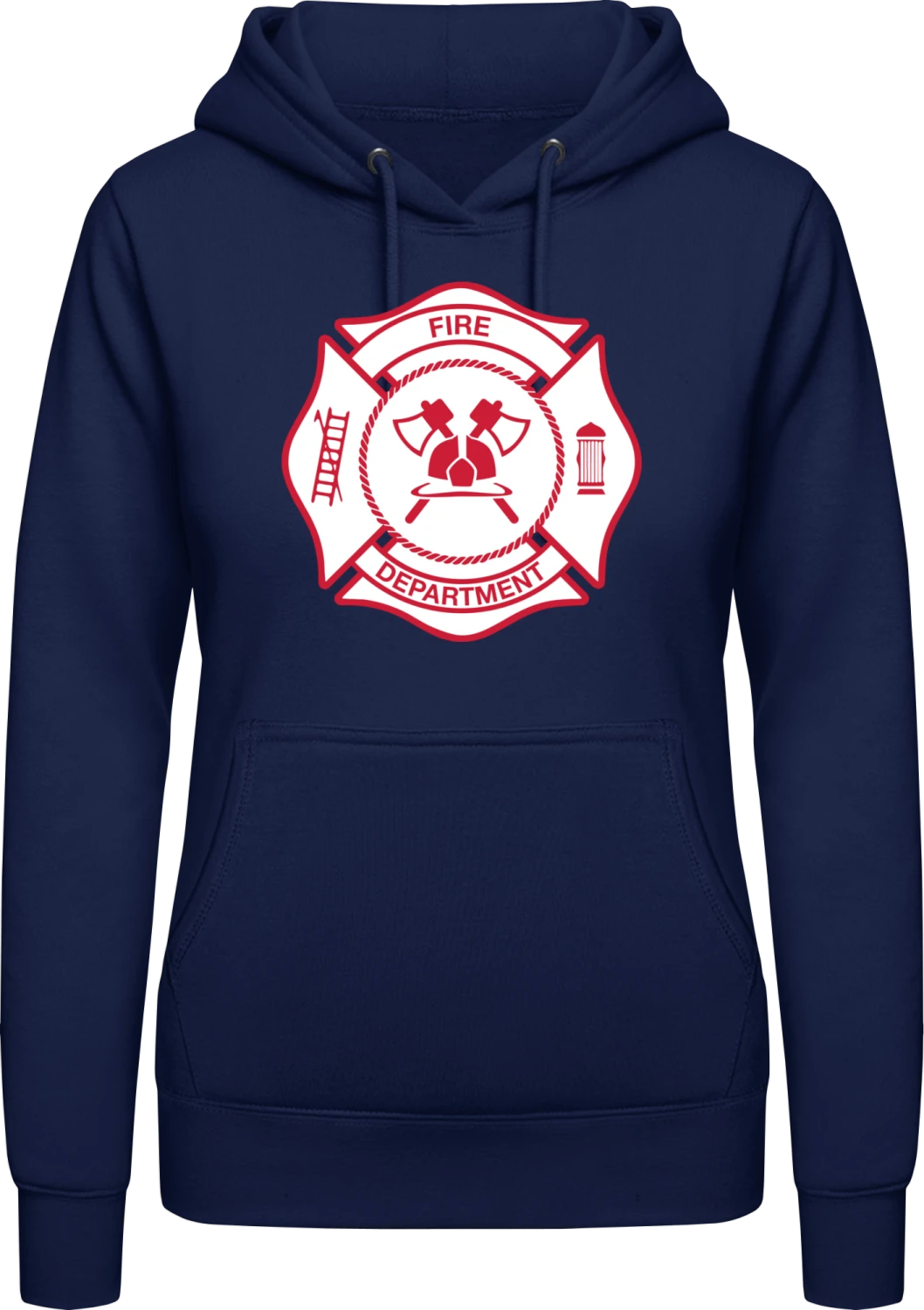 Fire Department - Oxford navy AWDis ladies hoodie - Front