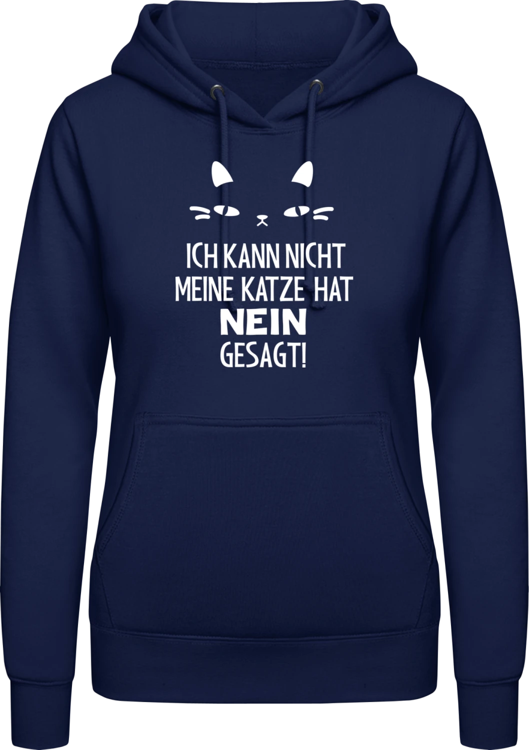 Kann nicht, meine Katze sagt Nein - Oxford navy AWDis ladies hoodie - Front