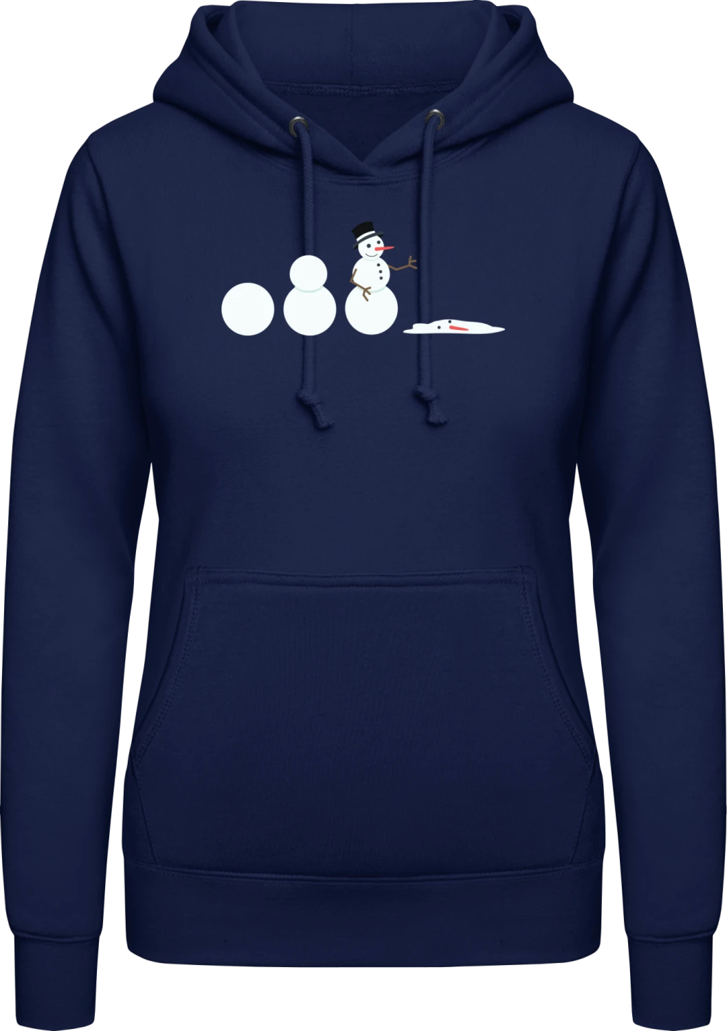 Snowman Evolution - Oxford navy AWDis ladies hoodie - Front