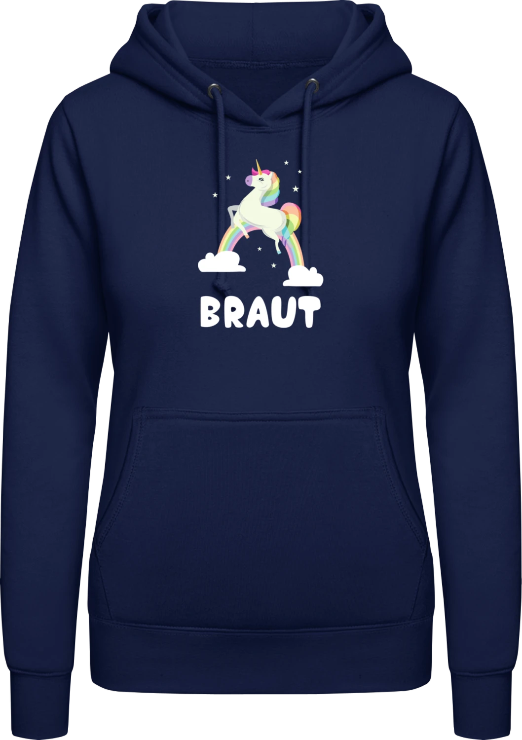 Braut Einhorn - Oxford navy AWDis ladies hoodie - Front