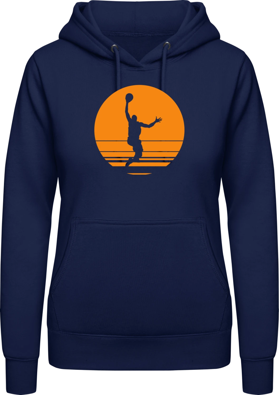 Basketball Player Sunset - Oxford navy AWDis ladies hoodie - Front