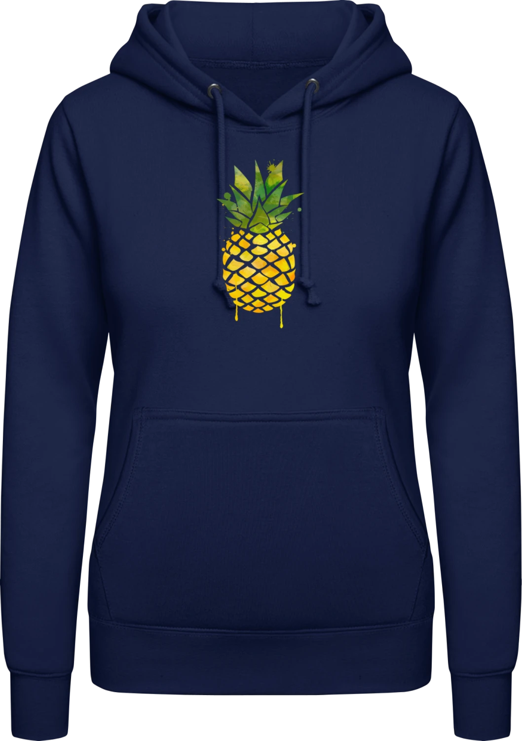 Pineapple Splash - Oxford navy AWDis ladies hoodie - Front