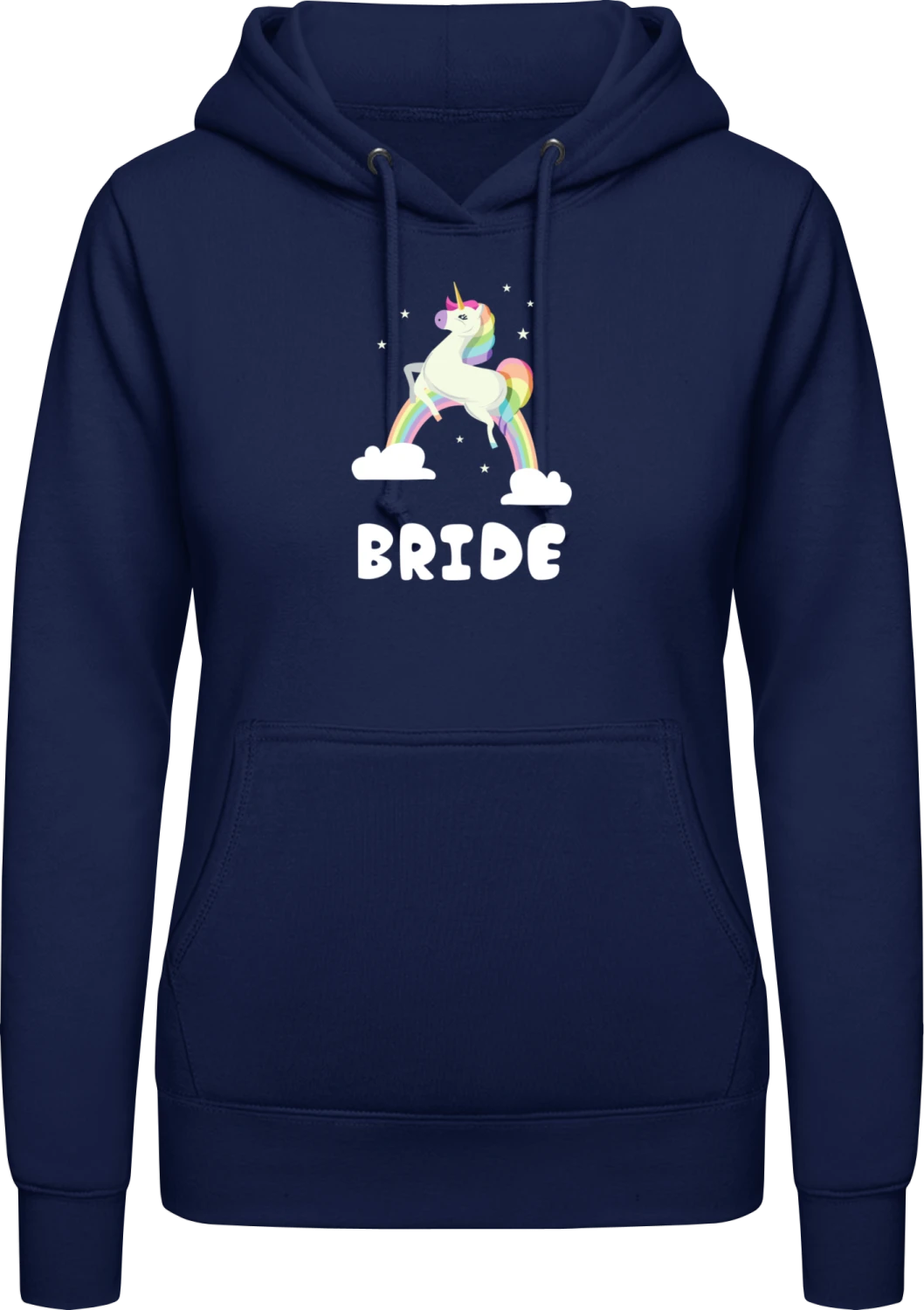 Bride Unicorn  - Oxford navy AWDis ladies hoodie - Front