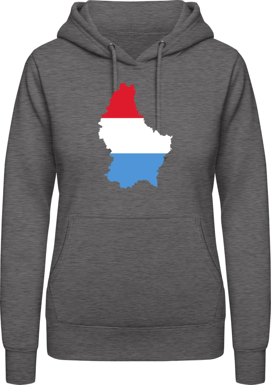 Luxembourg - Charcoal AWDis ladies hoodie - Front