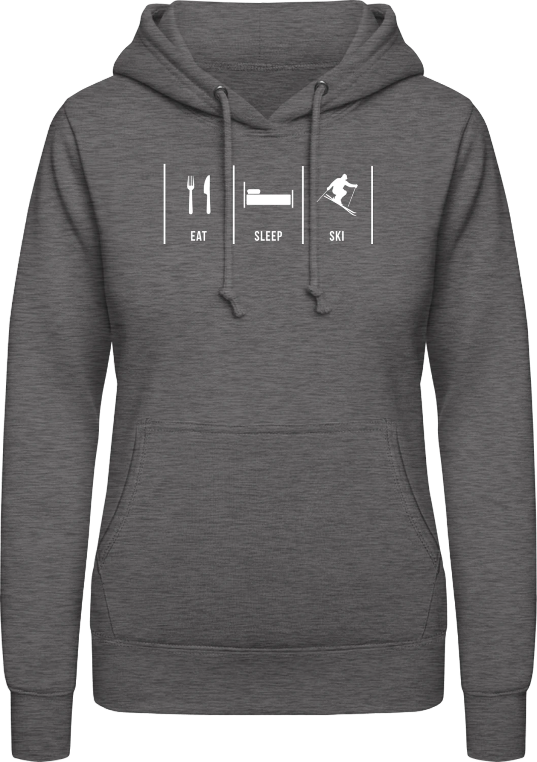 Eat Sleep Skiing - Charcoal AWDis ladies hoodie - Front