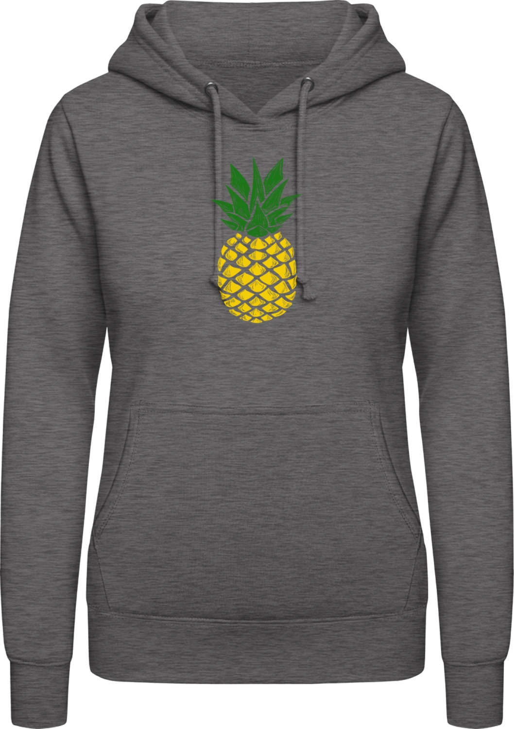 Pineapple Green Yellow - Charcoal AWDis ladies hoodie - Front