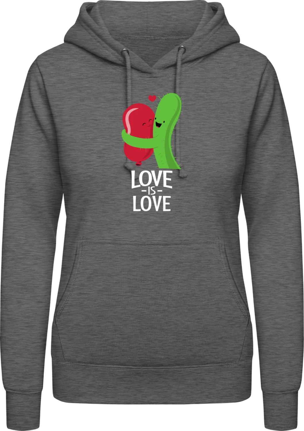 Love Is Love Cactus And Balloon - Charcoal AWDis ladies hoodie - Front