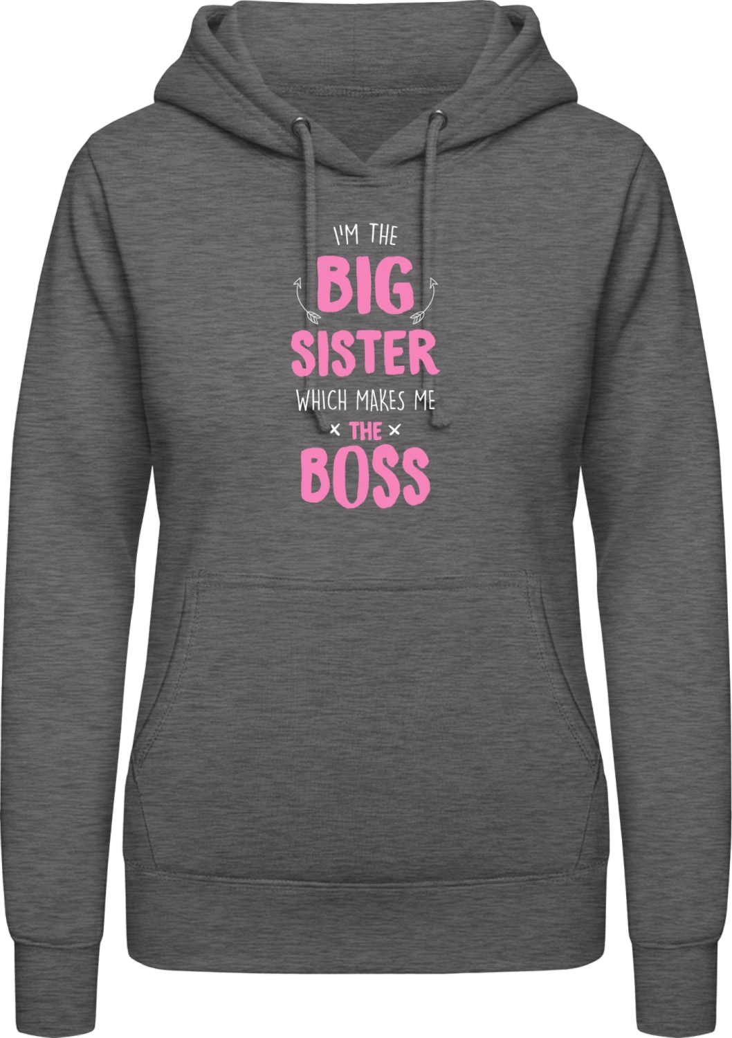 I'm The Big Sister BOSS - Charcoal AWDis ladies hoodie - Front